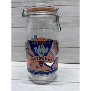 Vintage 2L Glass Jar With Lid Arizona Pistachio Company Mason Canister France